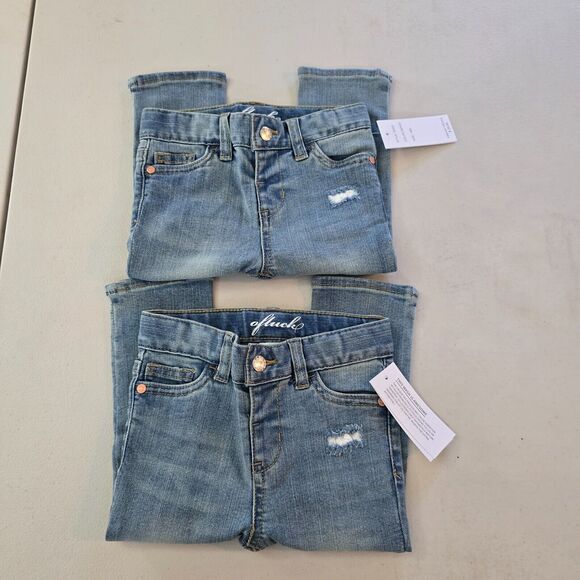 Ofluck Original Jeans Baby 18M Blue 2 Pairs Snap Closure Distressed Medium Wash - Picture 3 of 16